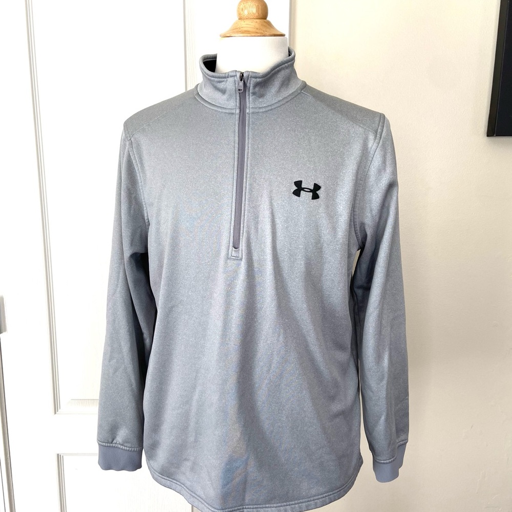 Under Armour Sweatshirt Mens Small Long Sleeve ColdGear Pullover Gray Loose. L